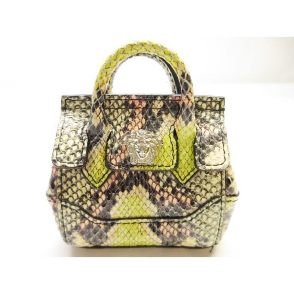 Versace Python Leather Palazzo Empire Type Mini Pouch Multicolor